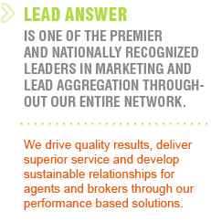 Lead Answer premier nationally recognized leaders in marketing and lead aggregation- mortgage leads, marketing leads, internet mortgage lead, Trigger Mortgage Lead